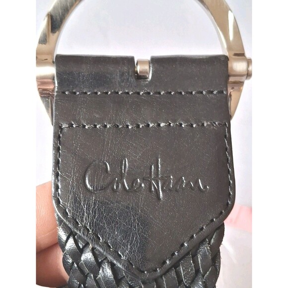 Cole Haan Leather Waist Belt O-ring Buckle Size Small Black Wide Style B22685 - Picture 3 of 7